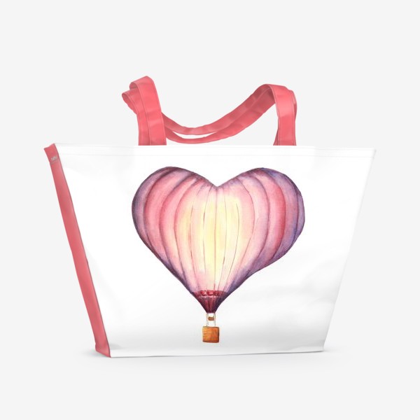 Пляжная сумка &laquo;Акварельный воздушный шар в форме сердца&raquo;