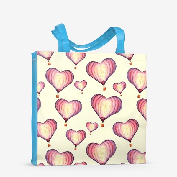 Сумка-шоппер &laquo;Паттерн с воздушными шарами в форме сердца на ванильном фоне&raquo;