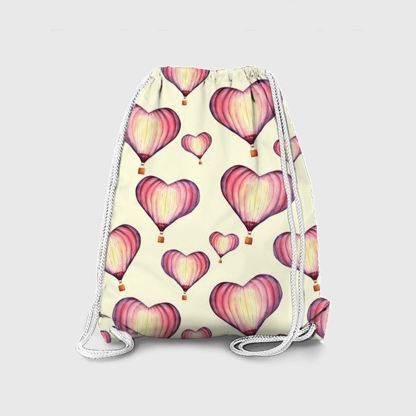 Рюкзак «Паттерн с воздушными шарами в форме сердца на ванильном фоне»