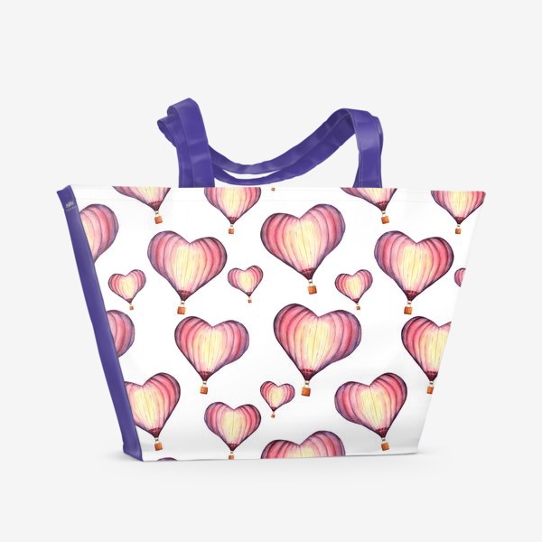 Пляжная сумка &laquo;Паттерн с воздушными шарами в форме сердца &raquo;
