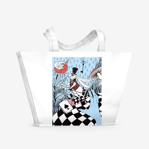 Пляжная сумка &laquo;Иллюстрация к сказке Алиса в стране Чудес "Кролик с карманными часами"&raquo;