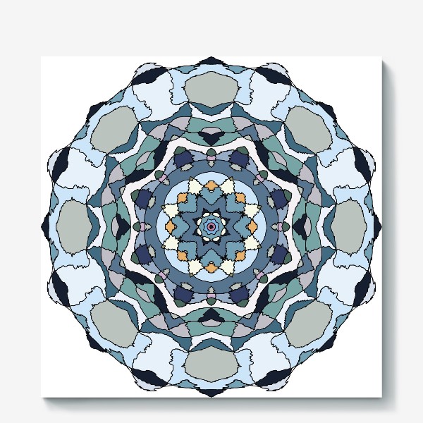 Холст «Голубой геометрический цветок-мандала»