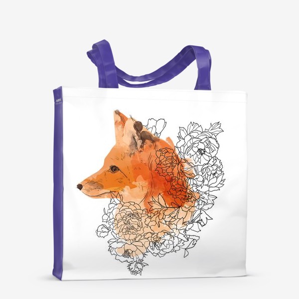 Сумка-шоппер «Акварельная лиса в цветах»