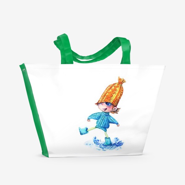 Пляжная сумка «Мальчик в луже»