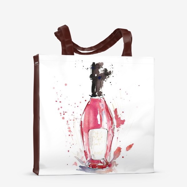 Сумка-шоппер «Бутылка розового игристого вина, с брызгами»