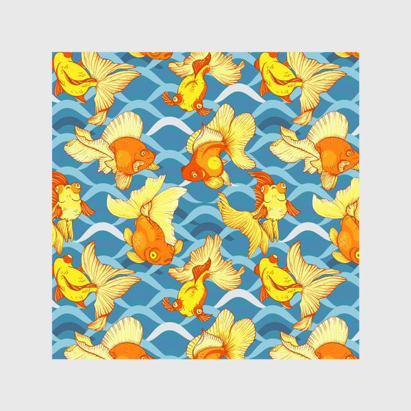 Шторы «золотые рыбки паттерн цветной»