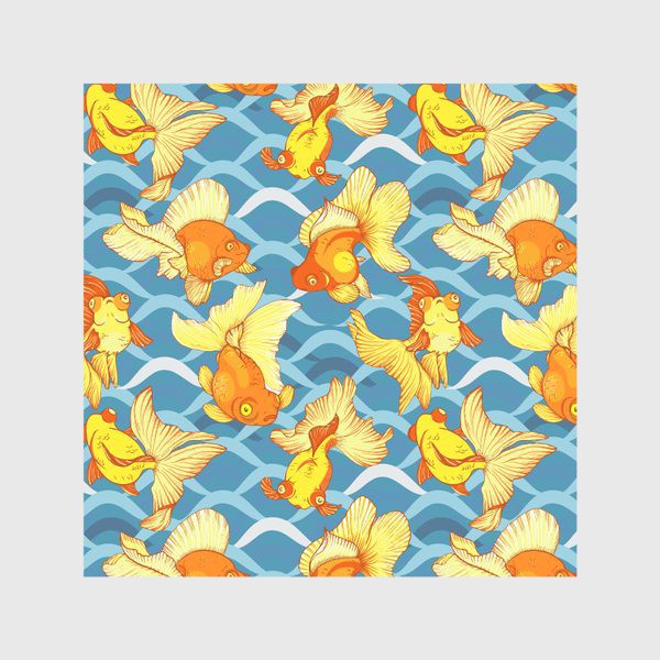 Скатерть «золотые рыбки паттерн цветной»