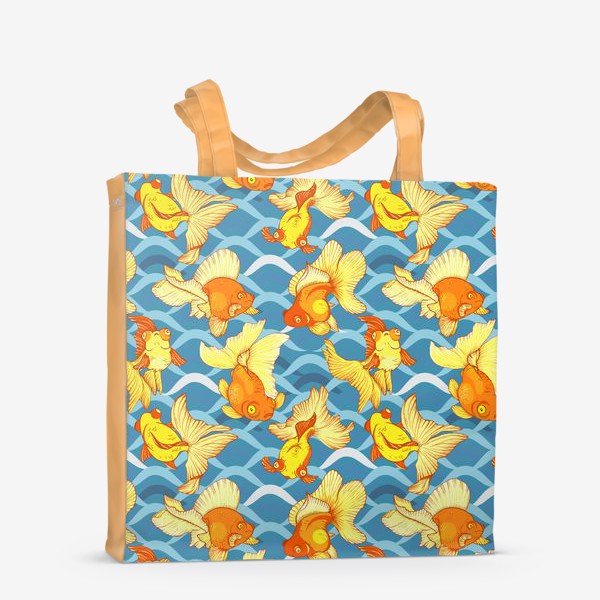 Сумка-шоппер «золотые рыбки паттерн цветной»