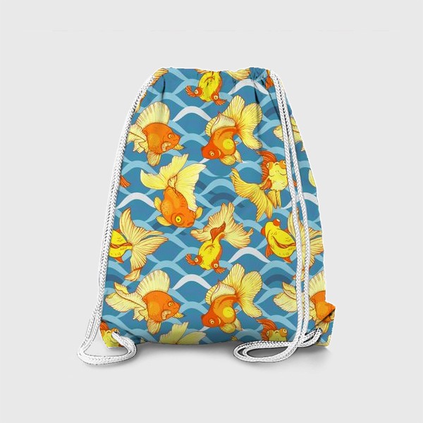 Рюкзак «золотые рыбки паттерн цветной»