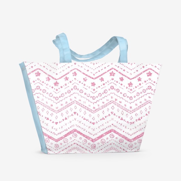 Пляжная сумка «Розовые узоры на белом»
