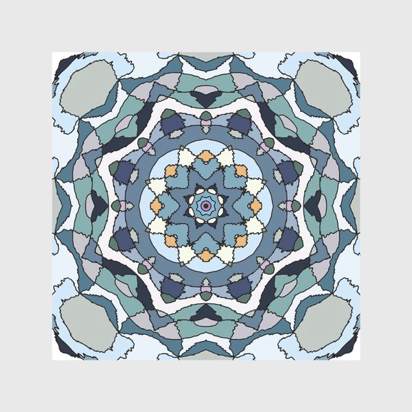 Скатерть «Голубой геометрический цветок-мандала»