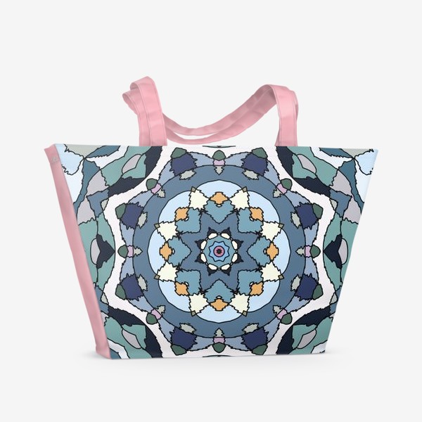 Пляжная сумка «Голубой геометрический цветок-мандала»