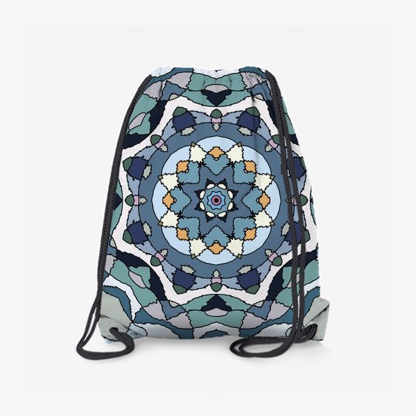 Рюкзак «Голубой геометрический цветок-мандала»