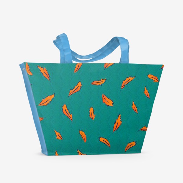 Пляжная сумка «Восточный паттерн с перьями»