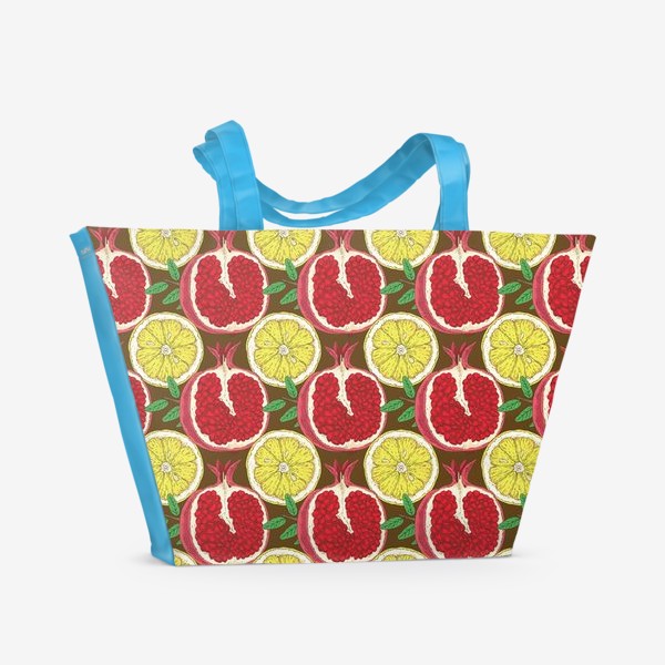 Пляжная сумка «Lemon Slices and Pomegranate»