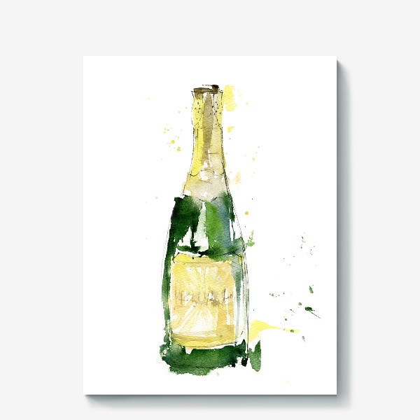 Холст &laquo;Бутылка шампанского в стиле журнальной иллюстрации &raquo;