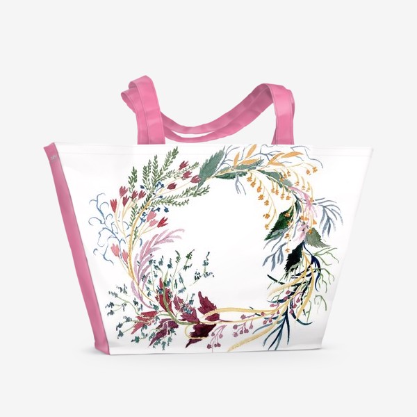 Пляжная сумка «Пышный венок из фантазийных растений»