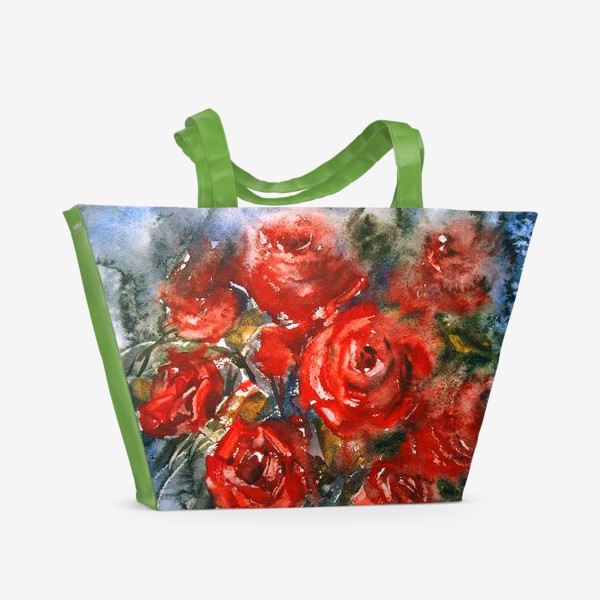 Пляжная сумка «Букет алых роз»