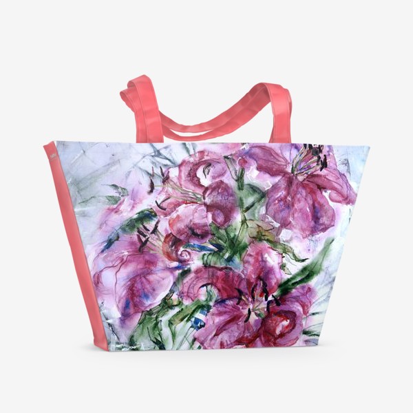 Пляжная сумка &laquo;Розовые лилии&raquo;