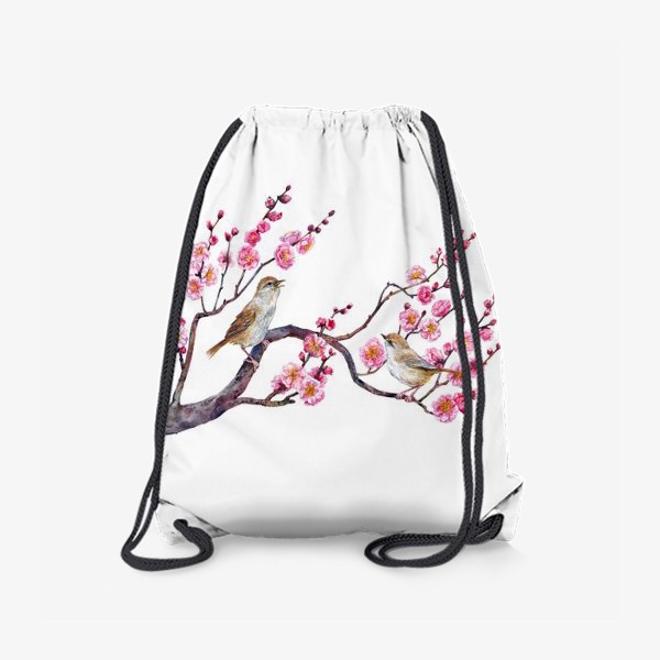 Рюкзак «певчие птицы в ветвях цветущего абрикоса»