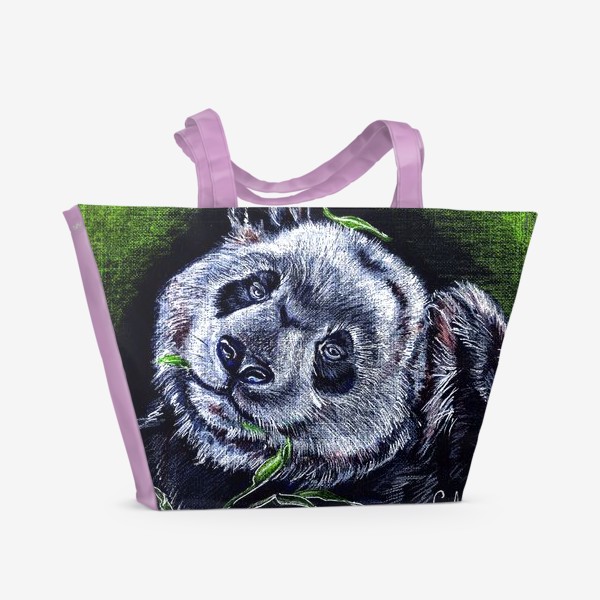 Пляжная сумка «панда и листик бамбука »