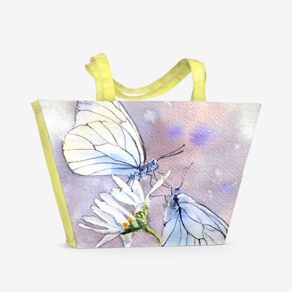 Пляжная сумка «Акварель Встреча бабочек»