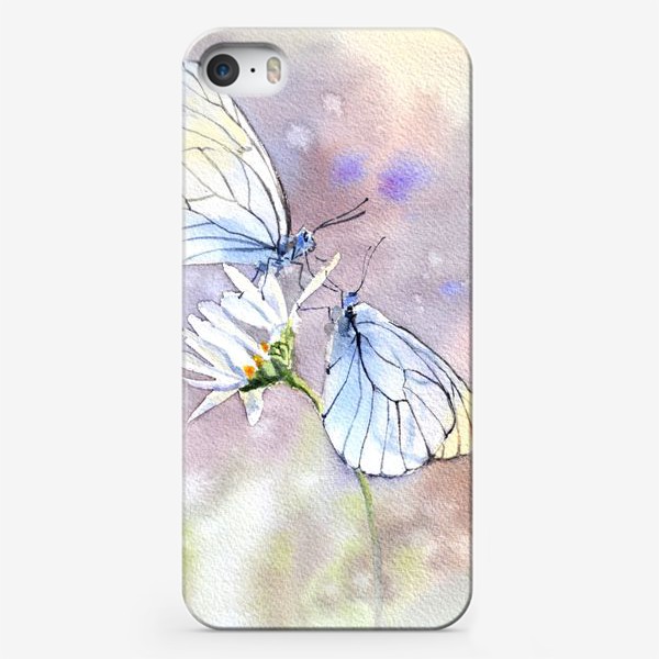 Чехол iPhone «Акварель Встреча бабочек»