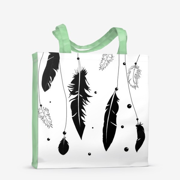 Сумка-шоппер «Black and white feathers»