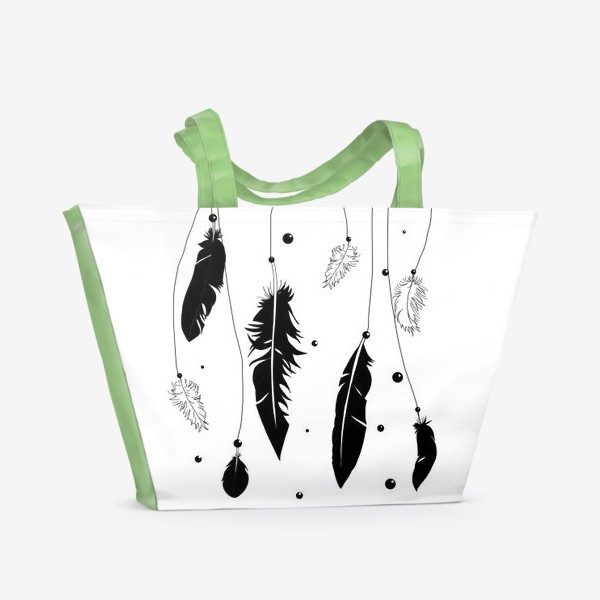 Пляжная сумка «Black and white feathers»