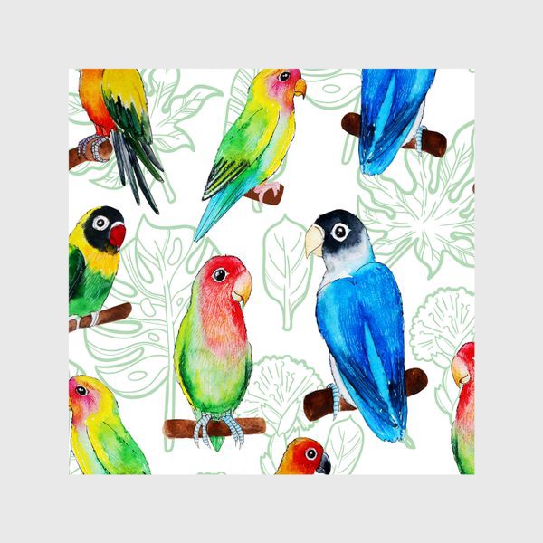 Шторы «Разноцветные попугаи»