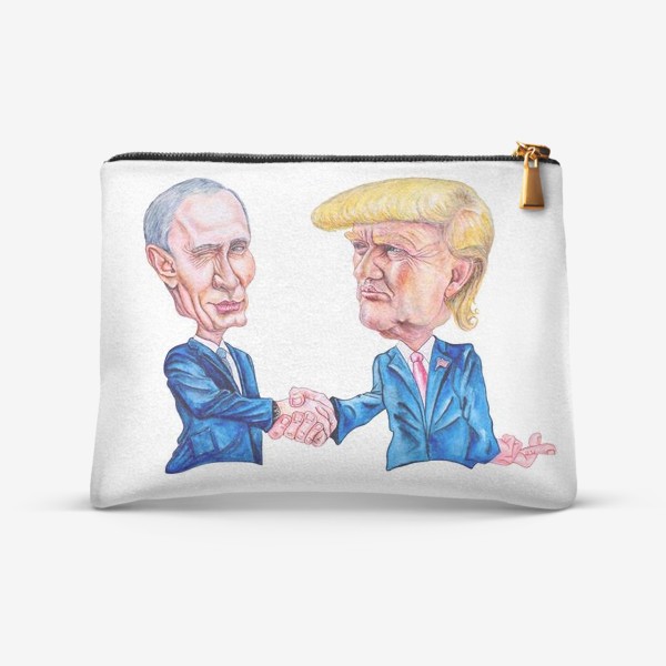 Косметичка «Шарж - портрет Путин и Трамп (рукопожатие)»