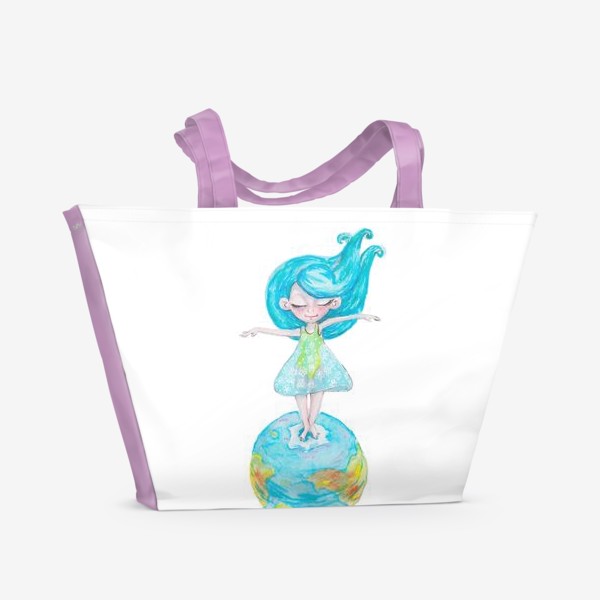 Пляжная сумка «Девочка на шаре»