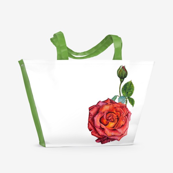 Пляжная сумка «Красно - шоколадная роза»
