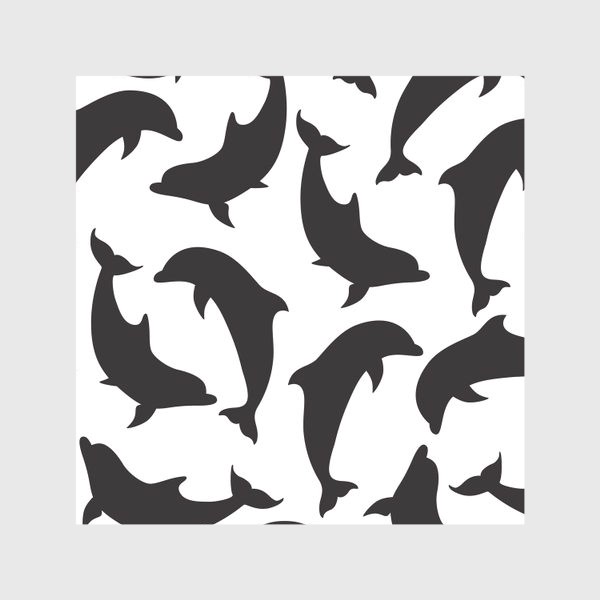 Скатерть «Черно-белый узор с силуэтами дельфинов»