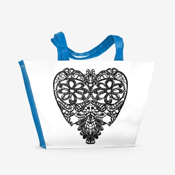 Пляжная сумка «Кружевное черное сердце»