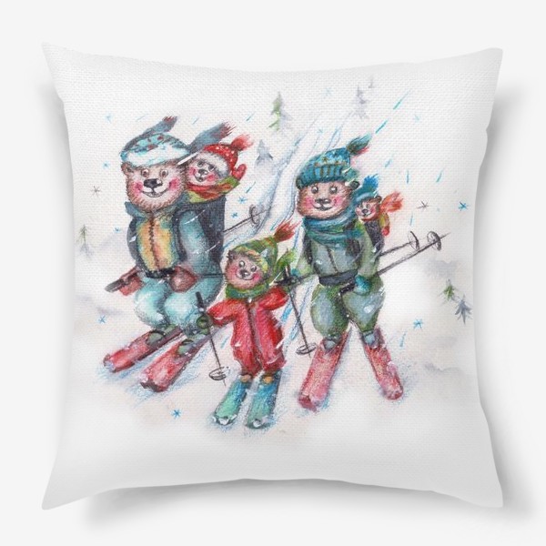 Подушка «Мишки на лыжах»