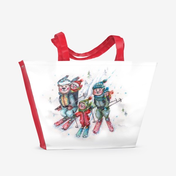 Пляжная сумка «Мишки на лыжах»