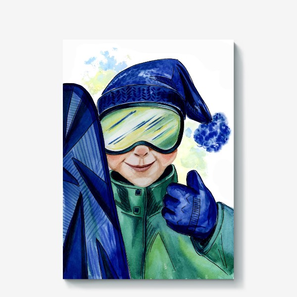 Холст «Сноубордист в сине-зеленых тонах»