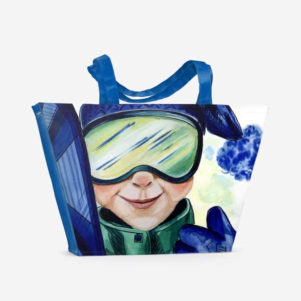 Пляжная сумка «Сноубордист в сине-зеленых тонах»