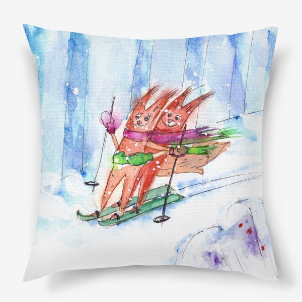 Подушка «Белки на лыжах»