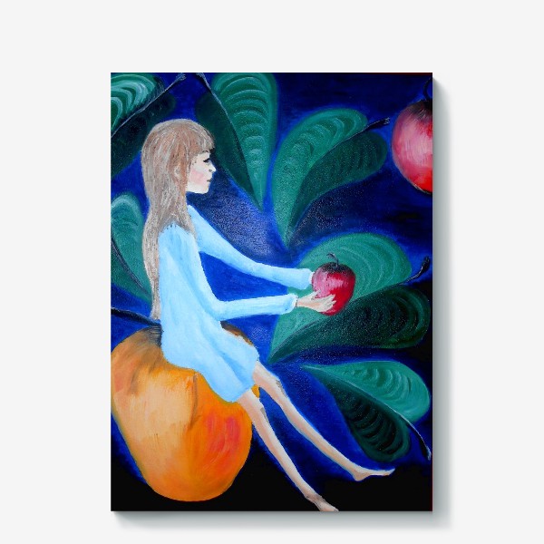 Холст «Девочка на яблоке»