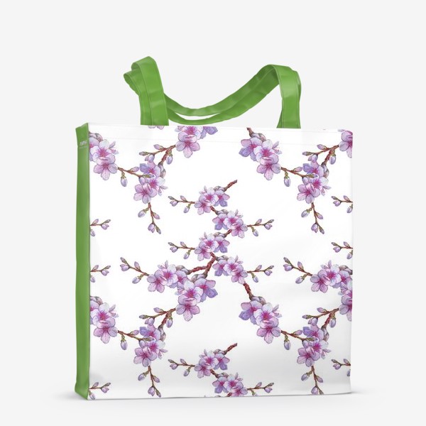 Сумка-шоппер &laquo;Sakura Flower Watercolor Pattern. Цветы Сакуры. Весенний узор цветущей японской вишни&raquo;