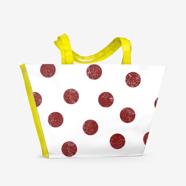 Пляжная сумка «Винтажный красный горошек на белом фоне»
