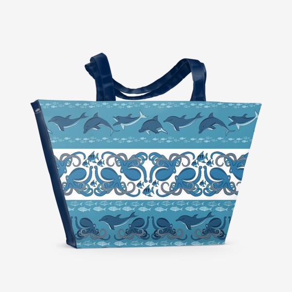 Пляжная сумка «орнамент с морскими животными»