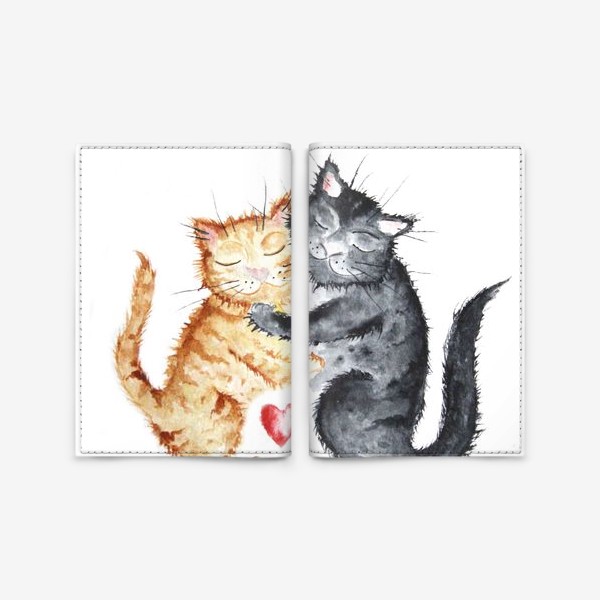 Обложка для паспорта «Влюблённые коты»