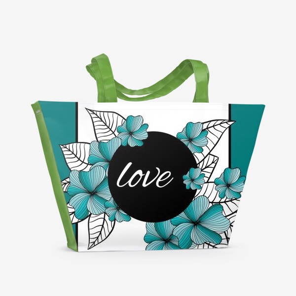 Пляжная сумка «love - рамка с цветами»