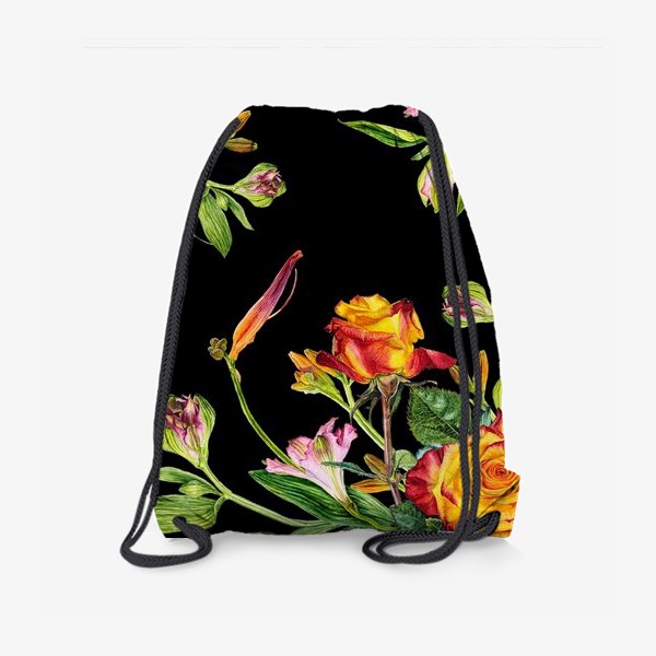 Рюкзак «Оранжевые розы на черном»