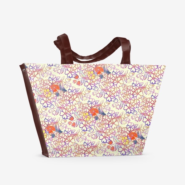 Пляжная сумка &laquo;Цветочный орнамент акварелью&raquo;