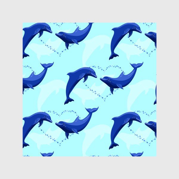 Шторы «Паттерн с влюбленными дельфинами»