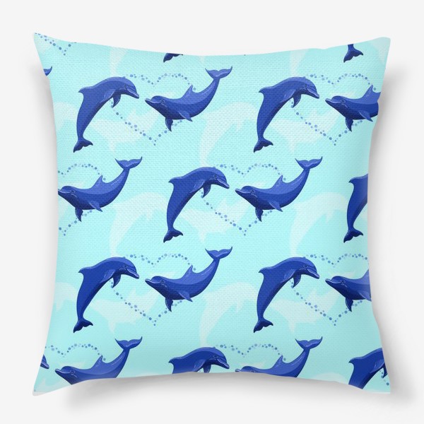 Подушка «Паттерн с влюбленными дельфинами»
